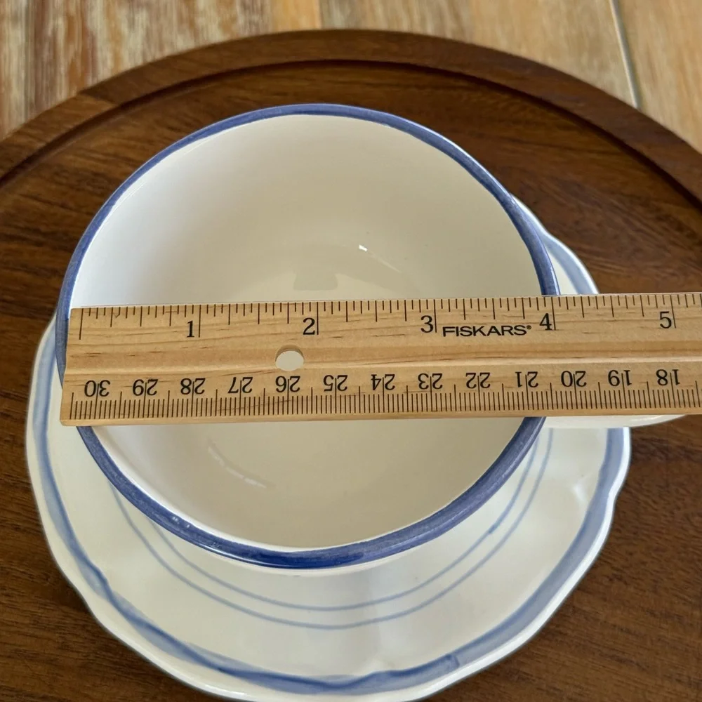 Crate&Barrel Blue and White Laura Cup and Saucer